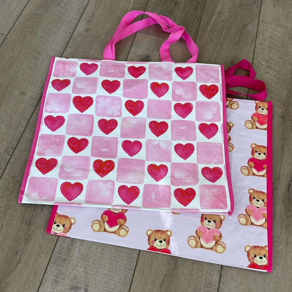 Homegoods TJMaxx Marshalls Valentines Day Heart & Teddy Bear Tote Bags NWOT